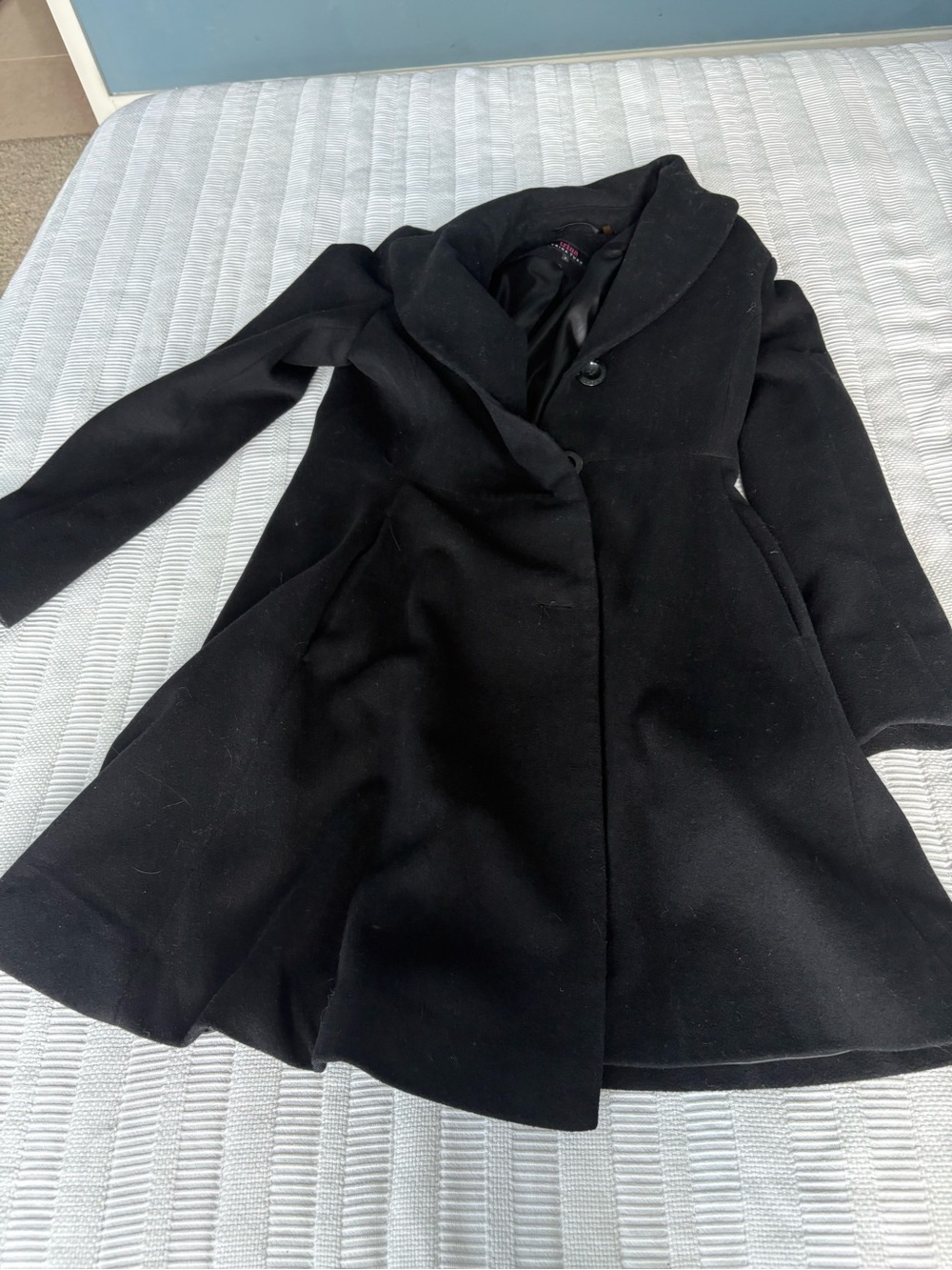 Trina Turk Black Wool-Blend Pea Coat